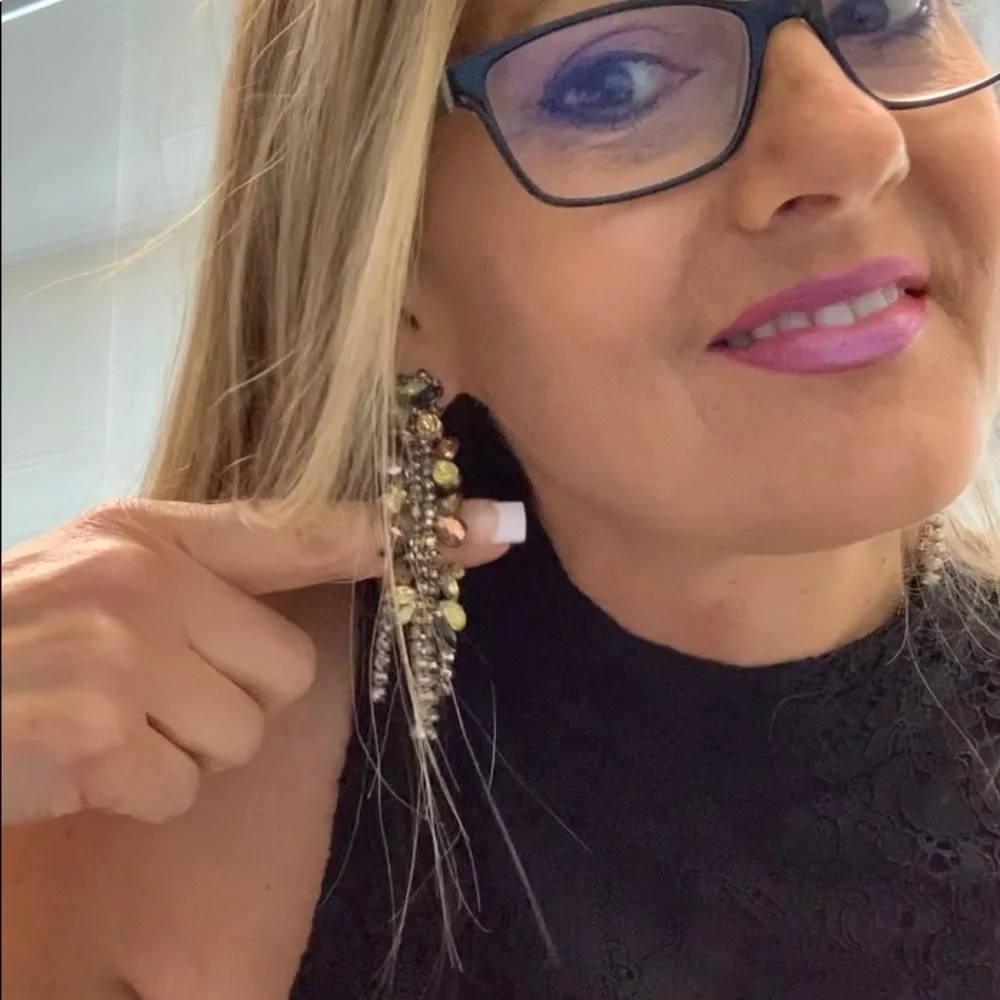 Zara Drop Rhinestone Earrings - Picture 3 of 5